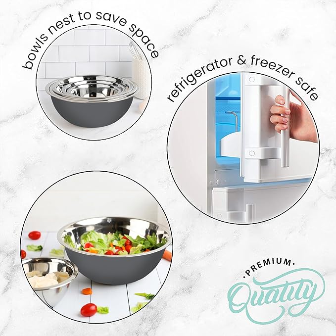 WHYSKO Meal Prep Stainless Steel Mixing Bowls Set, Refrigerator, and Kitchen - Image 8