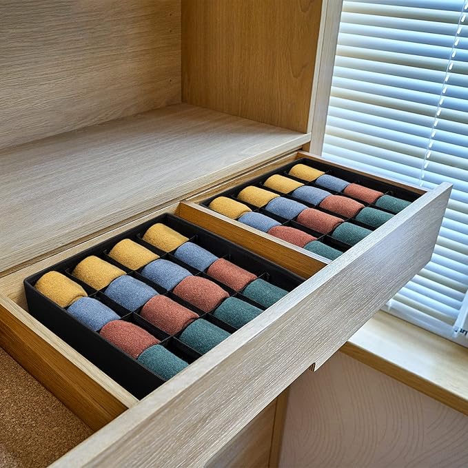 Joyoldelf Sock Drawer Organizer Divider, 16-cell Underwear Organizers and - Image 4