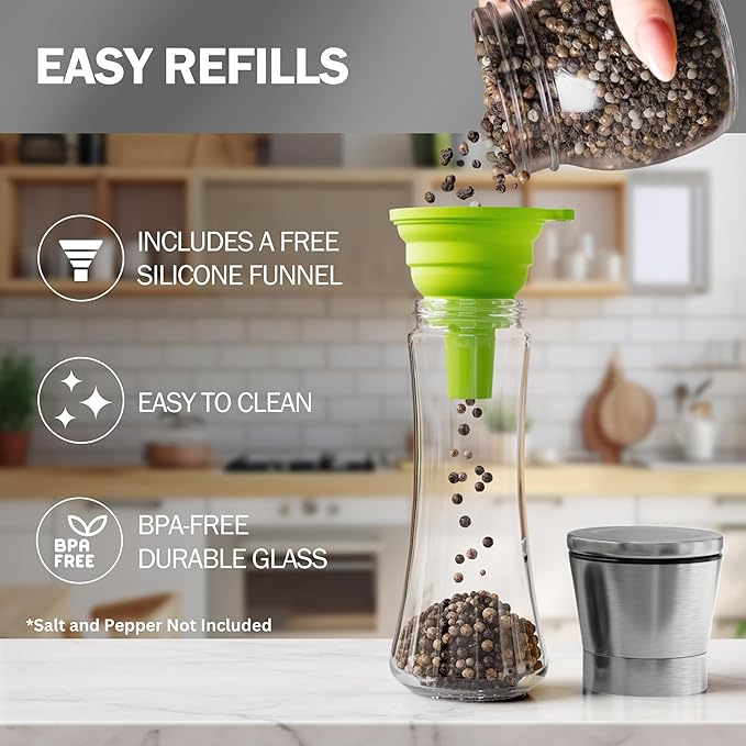 Home EC Original Stainless Steel Sea Salt and Pepper Grinder Set of 4 - Image 4