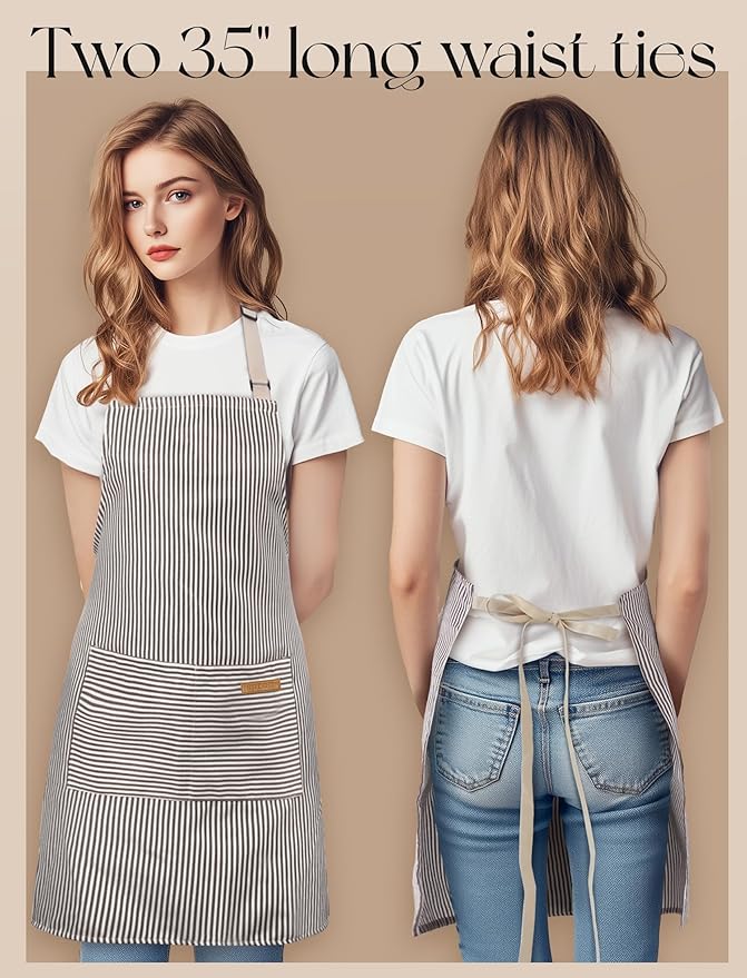 2 Pack Kitchen Cooking Aprons, Soft Aprons - Image 4