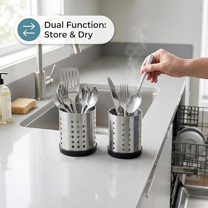 TOPZEA Set of 4 Kitchen Utensil Holder, Stainless Steel Cooking Utensil - Image 5