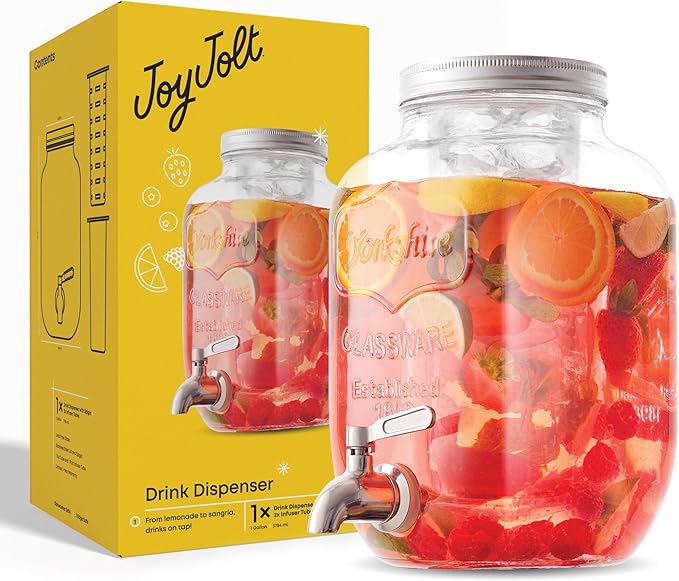 1-Gallon Drink Dispenser. Glass Beverage Dispenser - Image 9