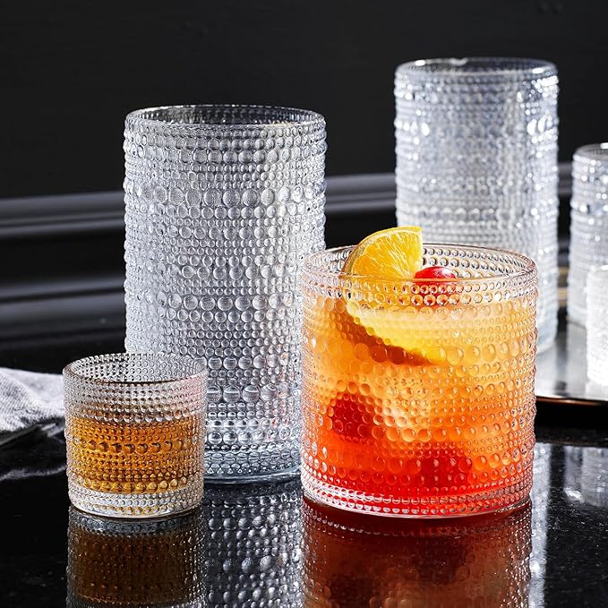 Glavers 2 Gallon Beverage Dispenser Clear Glass Hobnail Beaded Jug, Tight Lid - Image 3