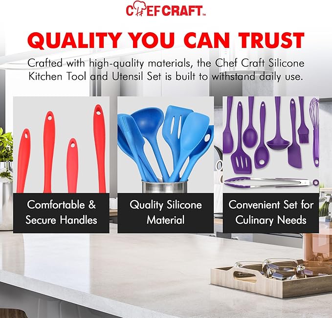 Chef Craft 9 Piece Green Premium Silicone Kitchen Tool Set - Image 5