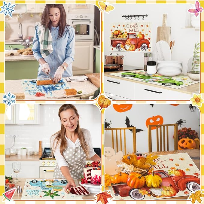 Teenyyou 4 Pcs Seasonal Dish Drying Mats - Image 5