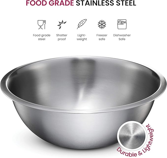 FineDine Stainless Steel Mixing Bowls Set, Dishwasher Safe, 6 Piece Metal - Image 3