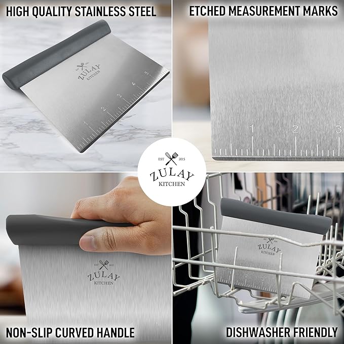 Zulay Premium Multi-purpose Stainless Steel Bench Scraper & Chopper, Quick & - Image 5