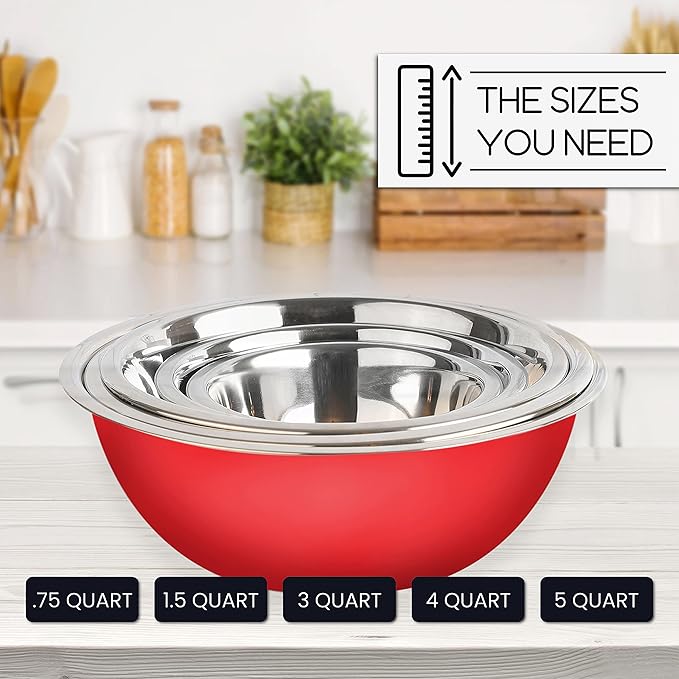 WHYSKO Meal Prep Stainless Steel Mixing Bowls Set, Refrigerator, and Kitchen - Image 6