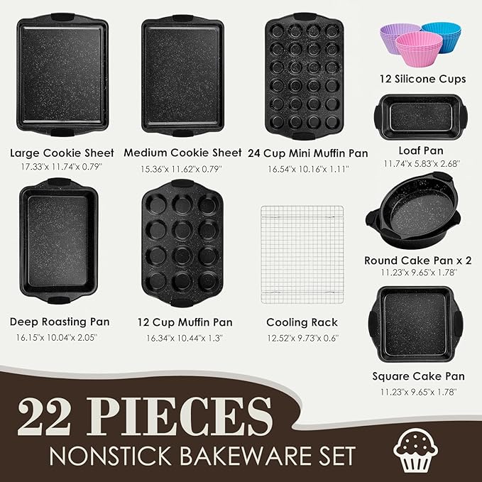 Baking Pans Set Nonstick, Bakeware Sets Stackable - Image 2