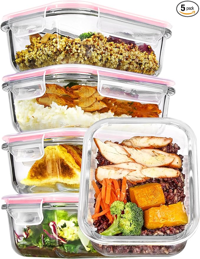 Vtopmart 5Pack 22oz Glass Storage Containers by Vtopmart