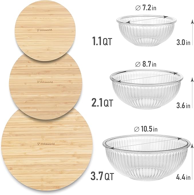 Stackable Space-Saving Nesting Set of 3 Glass Bowls - Image 2