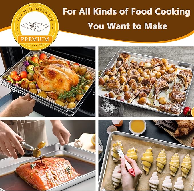 P&P CHEF 16 Inch Stainless Steel Baking Sheet - Image 4