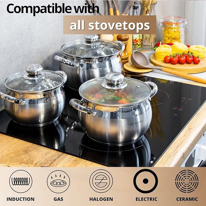 Daniks Classic 6.5 Quart Stainless Steel Stock Pot - Image 5