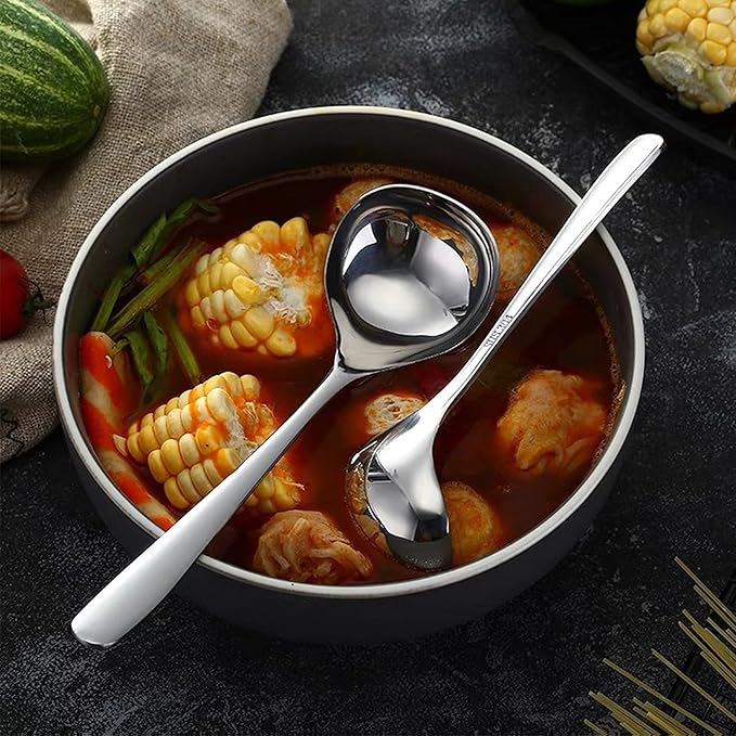Comicfs 2 Pack Gravy Ladle, SUS 304 Stainless Steel Soup Ladle, Small Soup - Image 3