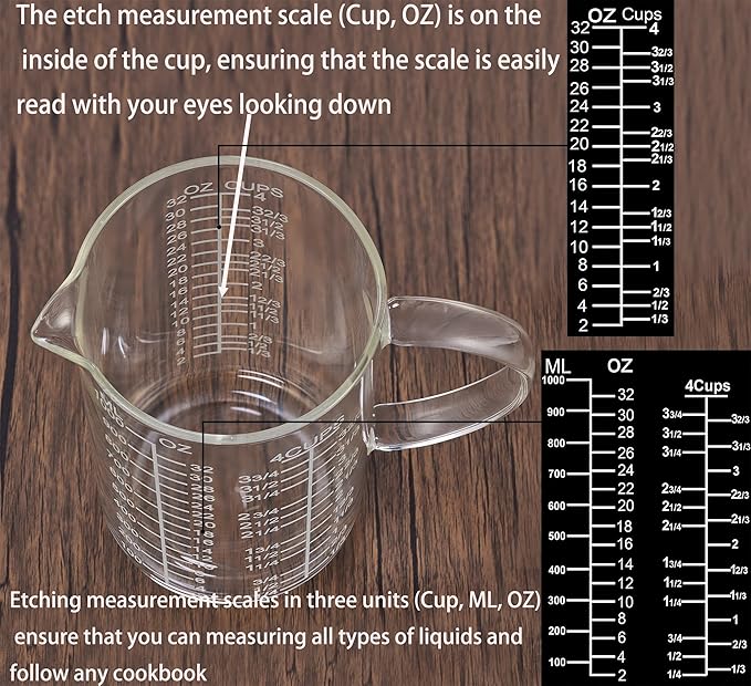 Ackers Mirror Etching Scale Glass Measuring Cup--Made of High Borosilicate - Image 5