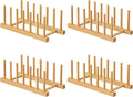HBlife 4pcs Bamboo Dish Plate Bowl Cup Book Pot Lid Cutting Board Drying Rack by HBlife