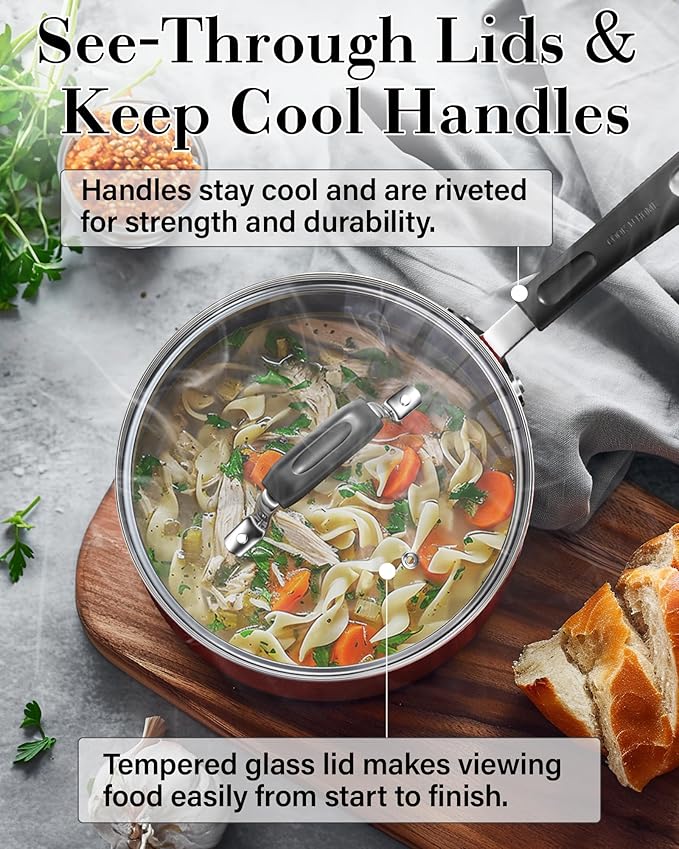 Cook N Home Pots and Pans Nonstick Cookware Set 12-Piece, Kitchen Cooking Set - Image 5