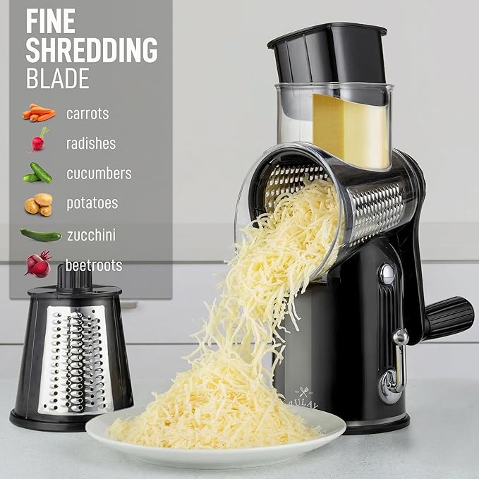 Zulay Kitchen Rotary Cheese Grater 5 Blade Cheese Shredder - Image 6