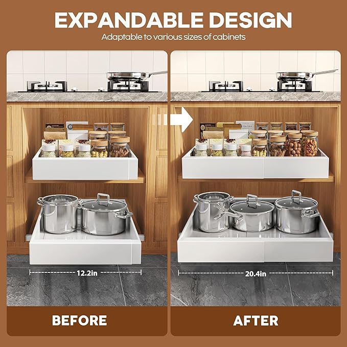 Seinloes 1 Pack Expandable Pull Out Cabinet Organizer 21" Deep - Image 3