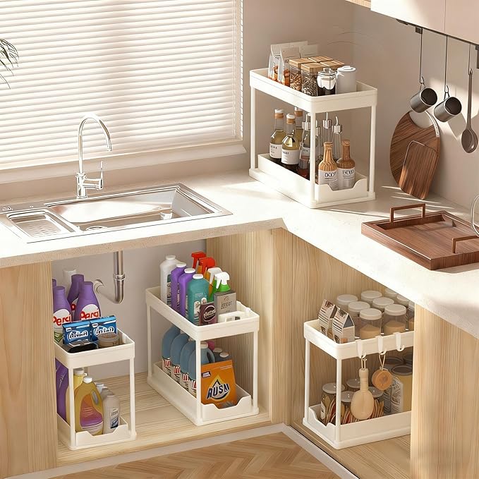 Under Sink Organizers and Storage 2 Pack, Pull-Out Sliding Cabinet Organizer - Image 8