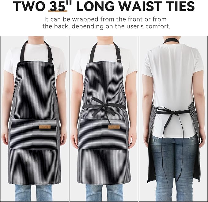 NLUS 2 Pack Kitchen Cooking Aprons, Adjustable Bib Soft Chef Apron - Image 5