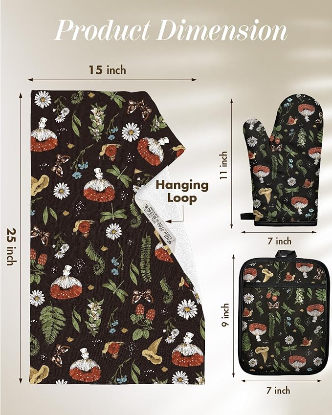 Miss Adola 270 GSM Cotton Kitchen Towels, Oven Mitt and Pot Holder - Image 5