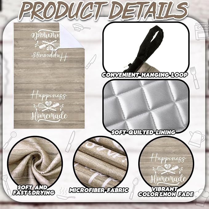 Sratte 6 Pcs Kitchen Decor Accessories Set Farmhouse Towels Pot Holders Oven - Image 6
