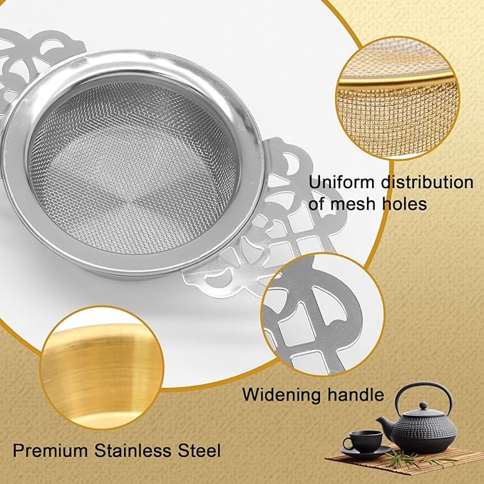 2 Pack Tea Strainers with Drip Bowls Stainless Steel Mesh Tea Infusers Loose - Image 4