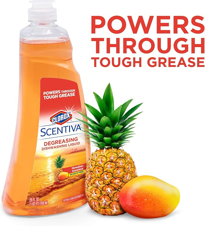 Clorox Scentiva Liquid Dish Soap, Hawaiian Sunshine Scent, 26 Fl Oz, 2-Pk