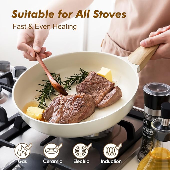 SENSARTE Ceramic Nonstick Frying Pan Small Skillet 8/9.5/11/12.5Inch Non Stick - Image 3