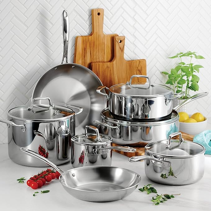 Tramontina Tri-Ply Clad Stainless Steel 12-Piece Cookware Set - Image 2