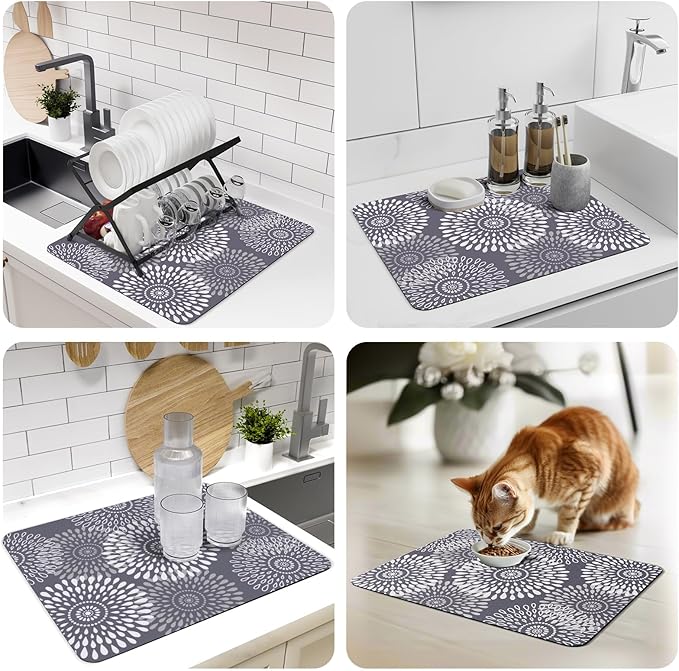 LuxStep Dish Drying Mat Super Absorbent Kitchen Counter Mat Rubber Backing - Image 7