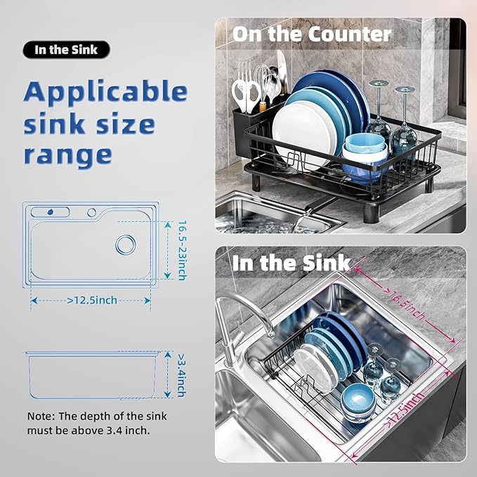 GAOKASE Dish Drying Rack, Stainless Steel-Dish Rack, Dish Racks - Image 2