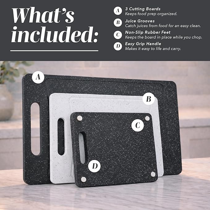 COOK WITH COLOR Non-Slip Cutting Board Set – Kitchen Essentials with Easy Grip - Image 2