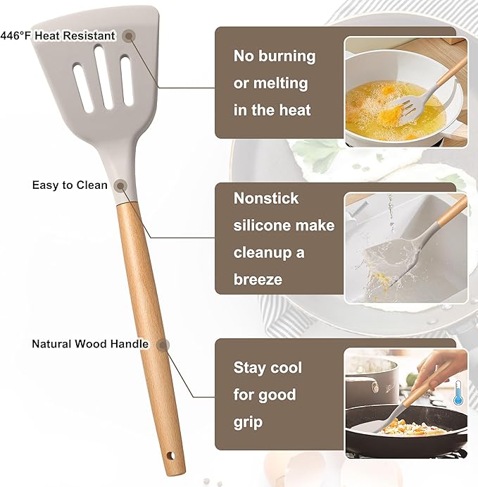 E-far Silicone Cooking Utensils Set, 5-Piece Kitchen Utensils Set - Image 3
