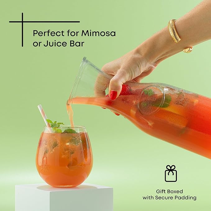 JoyJolt Glass Carafe with Lid, Iced Tea, Milk – Dishwasher Safe Beverage Drink - Image 4
