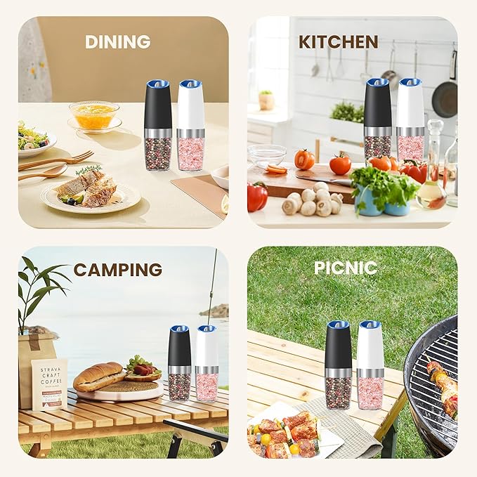 Gravity Electric Salt And Pepper Grinder Set, Automatic Salt And Pepper Grinder - Image 7