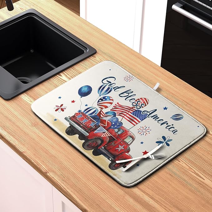4th of July Drying Mat for Kitchen Counter 16 x 18 US Independence Day - Image 6
