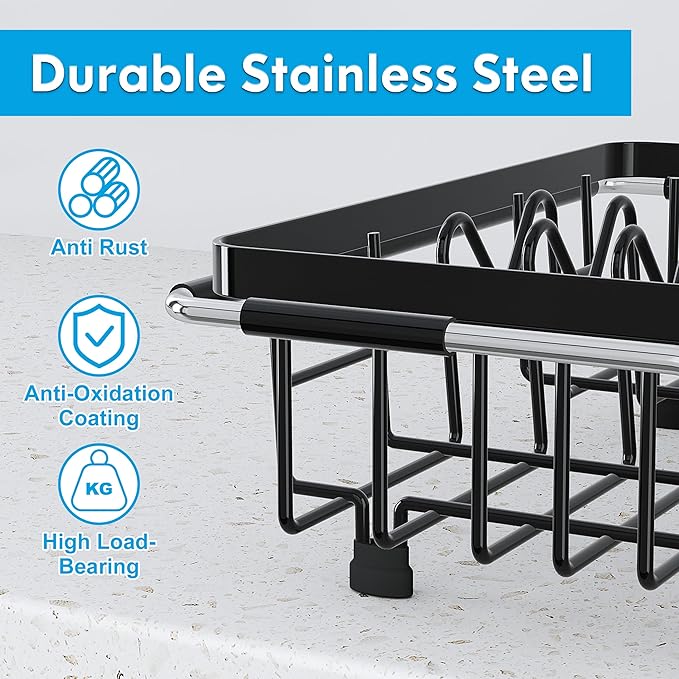 Expandable Stainless Steel Dish Drying Rack Over The Sink - Image 6
