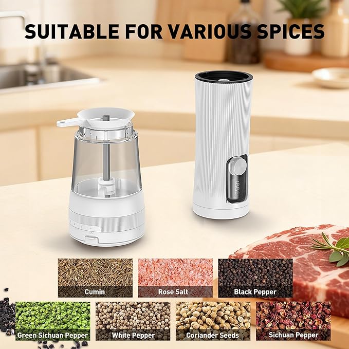 Electric Salt and Pepper Grinder Set, Upgrade 2-Speed Setting, External 5 - Image 7