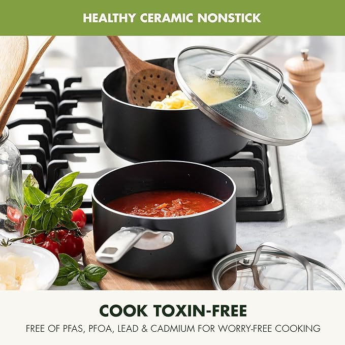 GreenPan Prime Chatham 1QT & 2QT Saucepan Pot Set - Image 2
