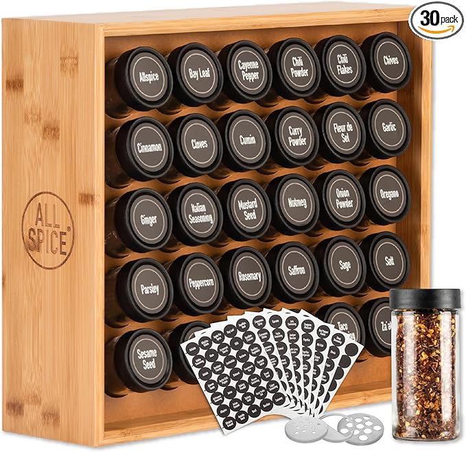 AllSpice Spice Rack Organizer, 525 Unique Labels, Countertop or Wall Mount by AllSpice