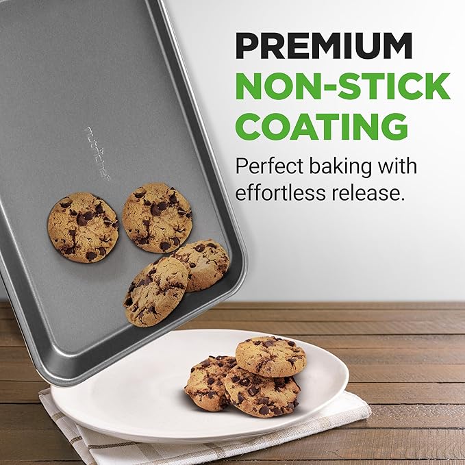 NutriChef 2-Piece Large & Medium Cookie Sheets - Image 6