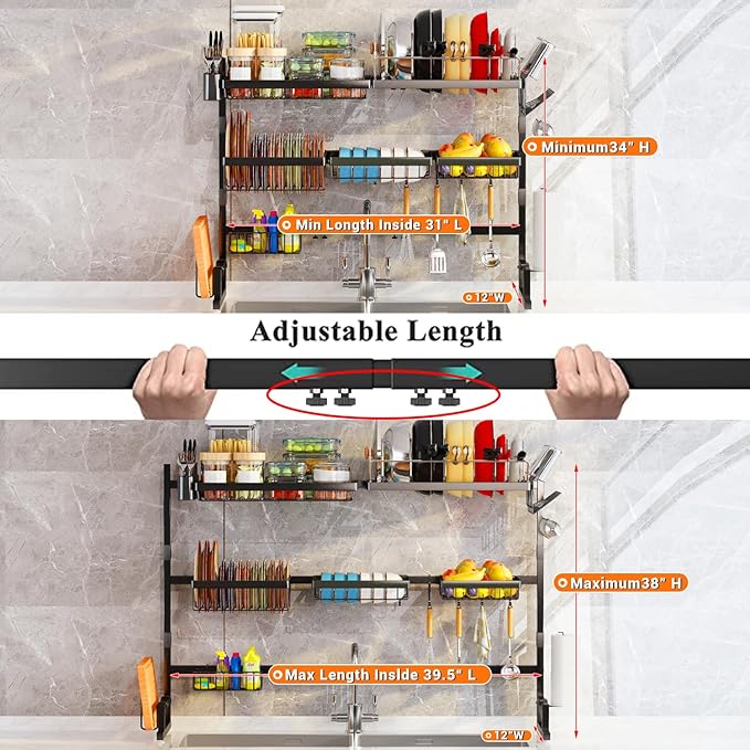 ADBIU Over Sink Dish Drying Rack Snap-On Design Large Dish Drainer Storage - Image 2