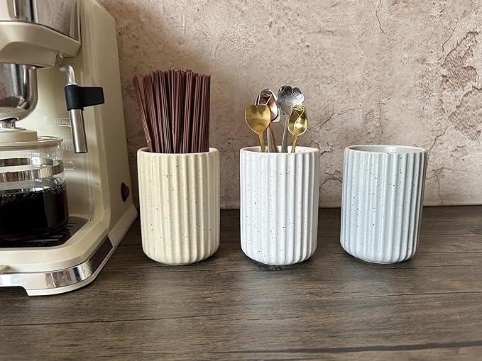 TOPYOKK Stoneware Coffee Bar Utensil Holder Tea & Coffee Spoon & Stirrer Holder - Image 2