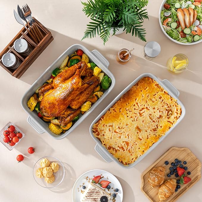 MALACASA Lasagne Dishes for Oven, 4.8 Qt Ceramic Oven Dish - Image 7
