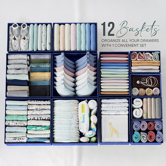 Drawer Organizer Clothes Set of 12 Navy - Image 3