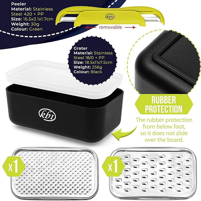 Cheese Grater with Container and Lid & Peeler Set - Image 2