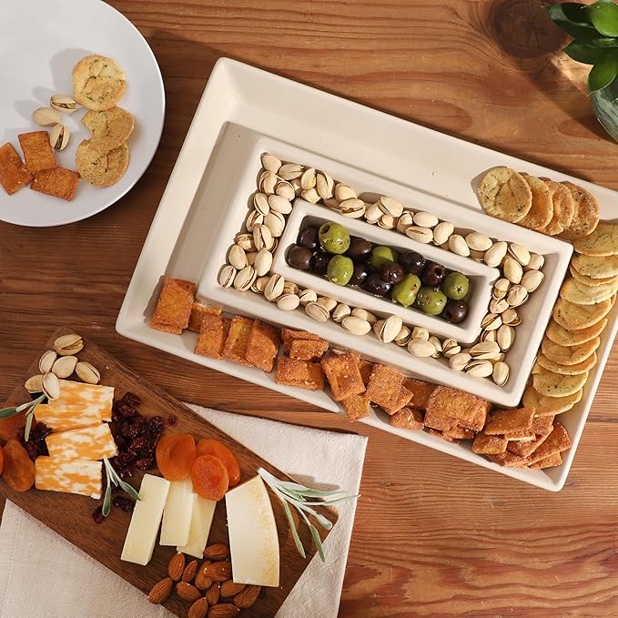 Gibson Elite 3-Section Stoneware Serving Tray - Image 6