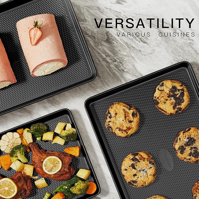 HONGBAKE 2 Pack Jelly Roll Pan Set 15x10, Cookie Sheets - Image 4